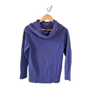 Country Shop Womens Large Sweater Purple Silk Cashmere Cowl Neck Knit Pullover